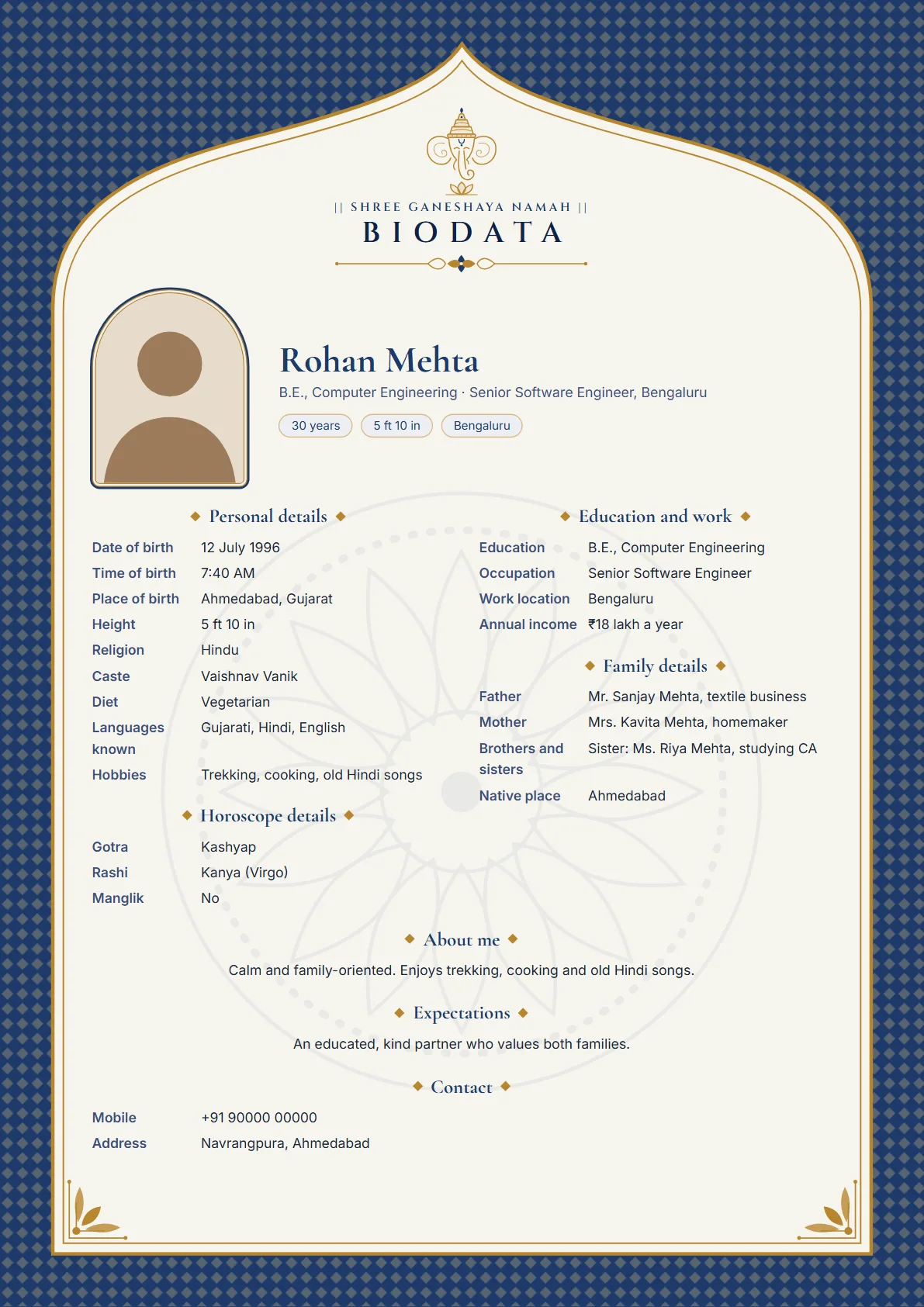 Neelam marriage biodata design sample