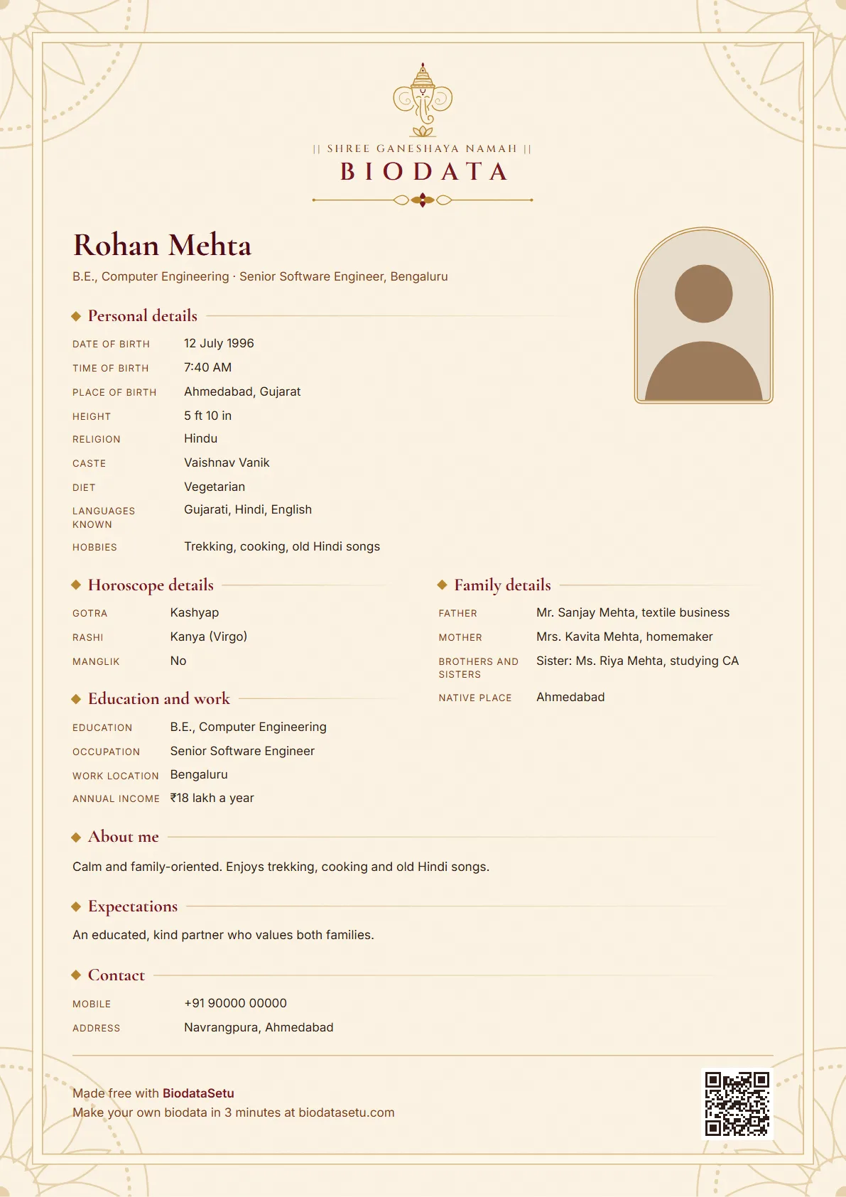 Saral marriage biodata design sample