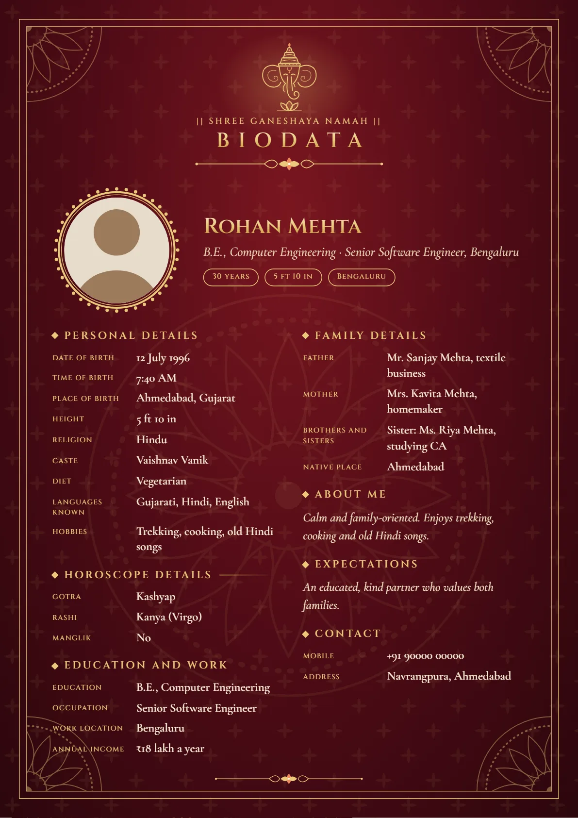 Shahi marriage biodata design sample